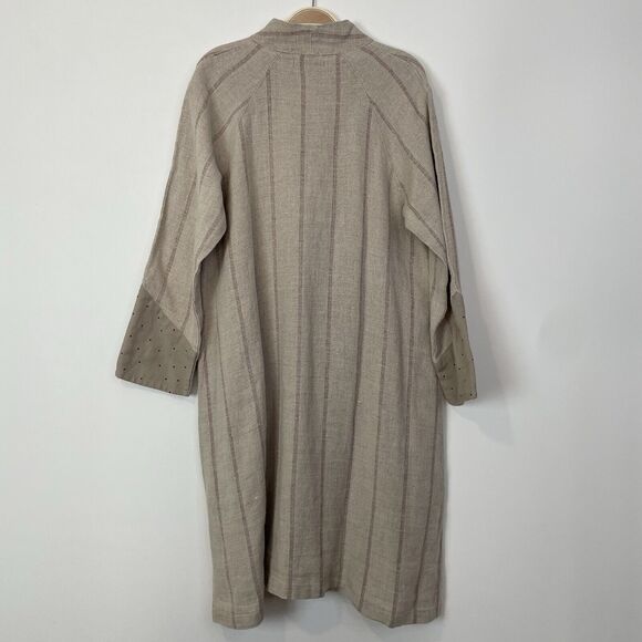 Gudrun Sjoden Striped Linen Cotton Dress Jacket Small Lagenlook Button Down - Picture 2 of 11